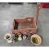 Image 1 : Vintage Vase Collection And Handmade Wood 23''x14'' Decorative Wagon 
