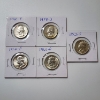 Image 1 : Five Assorted Years United States 90% Silver Washington Quarters - Face Value: $1.25