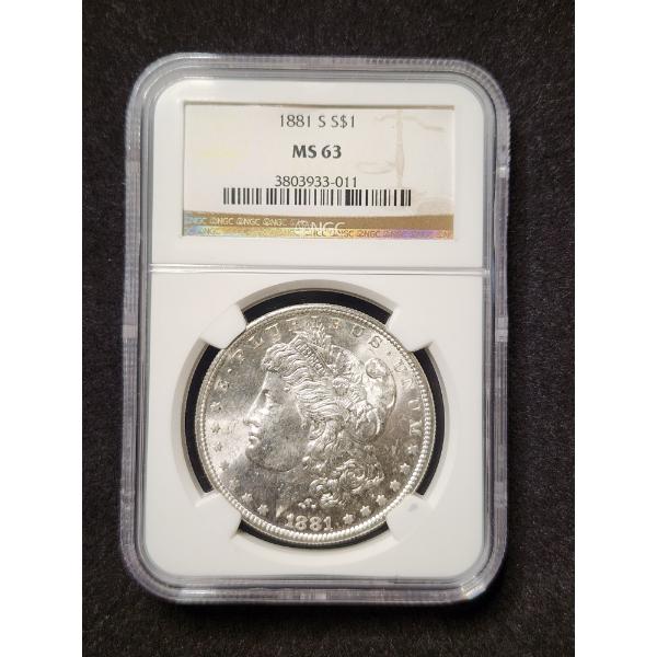 NGC MS63 Graded 1881-S Morgan Silver Dollar - 90% Silver United States Coin!