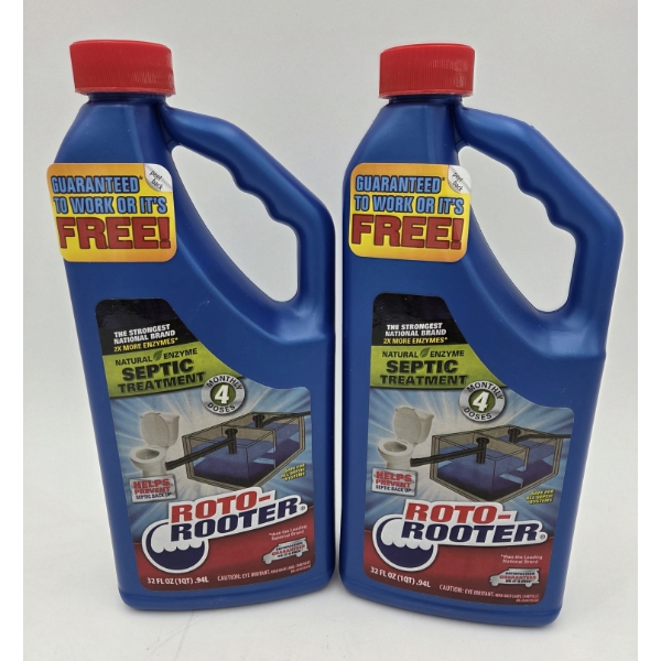Two New 32oz Roto-Rooter Natural Enzyme Septic Treatment