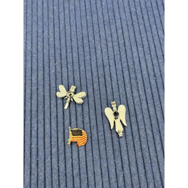 Costume Jewelry - Pins - Angel - Dragonfly - Flag 