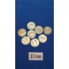 Image 1 : Assorted Years/Mint Marks 90% Silver Washington Quarters - Face Value: $2.00