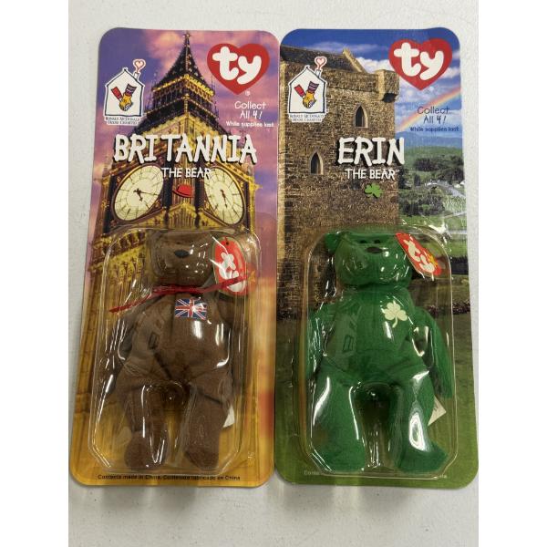 Set of 2 TY Beanie Babies Plush Bears - Britannia And Erin - Brand New In The Packaging