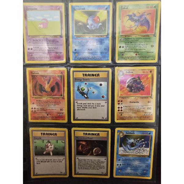 Lot of (9) Assorted Rare Vintage Pokemon Trading Cards - Includes Fossil Editions