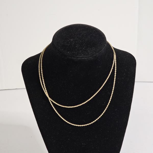 14K Yellow Gold Diamond Cut Rope Chain Necklace - 30"