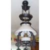 Image 4 : Antique Cast Iron Converted To Electric - Hanging Ceiling Oil Lamp - 14" Shade - Adjustable Height