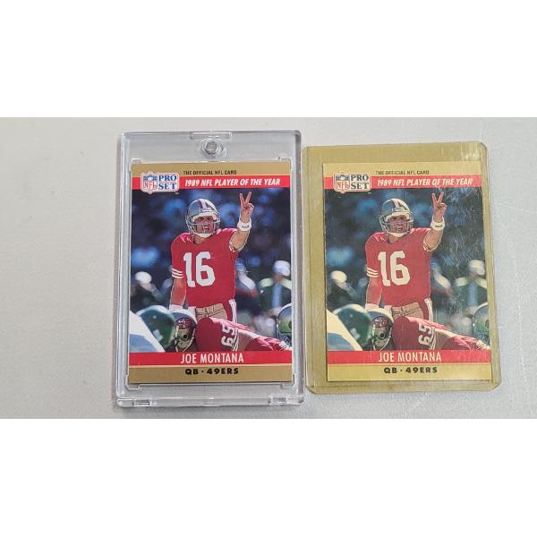 '90 Pro Set '89 NFL Player Of The Year Joe Montana 49ers #12 Error & No Error Football Trading Cards