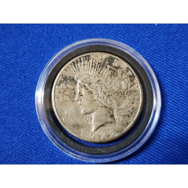 1922-S 90% Silver Peace Dollar in Coin Capsule