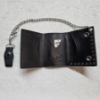 Image 2 : NEW IN PLASTIC Punk or Biker Style Studded Black Leather Wallet with 14" Chain