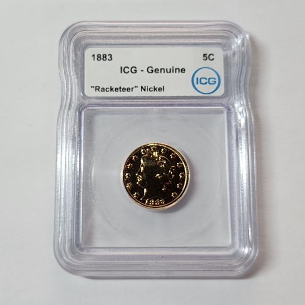 ICG Genuine United States 1883 Gold-Plated "Racketeer" Liberty Head "V" Nickel