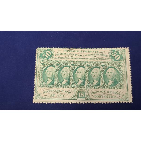 1862 50 Cent Washington U.S. Fractional Postage Currency FR#1312 First Issue - With Monogram
