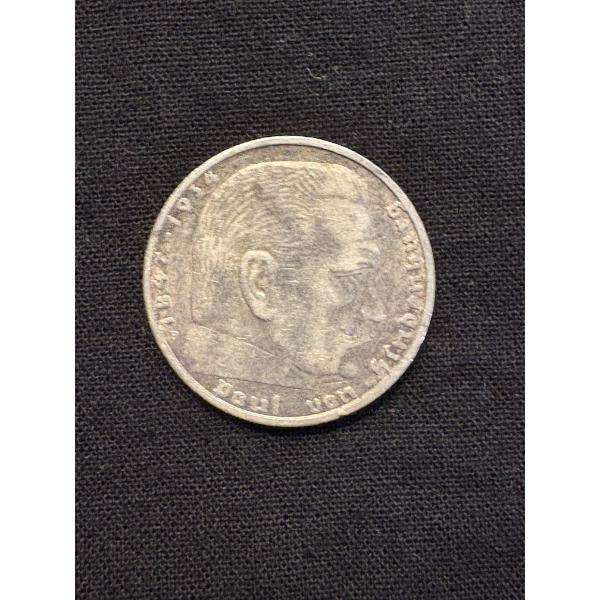 90% Silver- Germany Deutsches Reich 1939 - 2 - Eagle Outstretched Wings Above Wreath with Swastika -