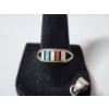 Image 3 : Vintage Sterling Silver Southwestern Inlay Ring & Malachite-Style Pendant TW: 6.6g