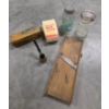 Image 1 : Vintage Collectables Including Quart Mason Jars, Copper Coffee Pot, Slaw Cutting Board & More