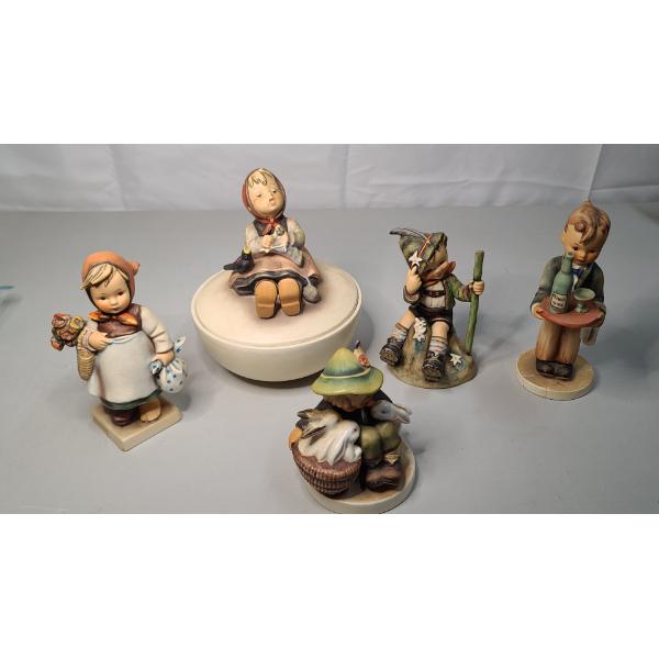 (5) Vintage Collectible Hummel Goebel Porcelain Figurines/ Girl Trinket Dish