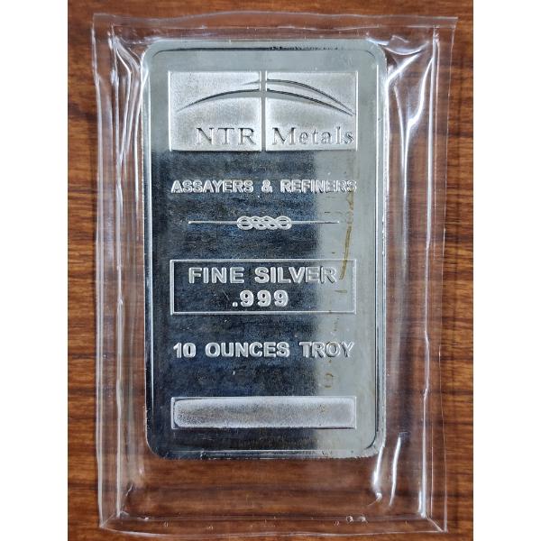 10 Troy Ounce NTR Metals .999 Fine Silver Bar in Plastic 