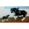 Image 2 : Vintage Pair Of Clydesdale Horse Figures - In Shiney Glaze 14" & 6" Ex Condition