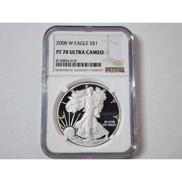 2008-W American Silver Eagle - 1 oz .999 Fine Silver - NGC PF 70 ULTRA CAMEO
