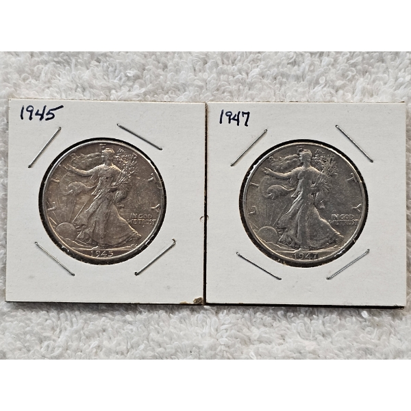 2 Walking Liberty 90% Silver Half-Dollar Coins - AFV $1