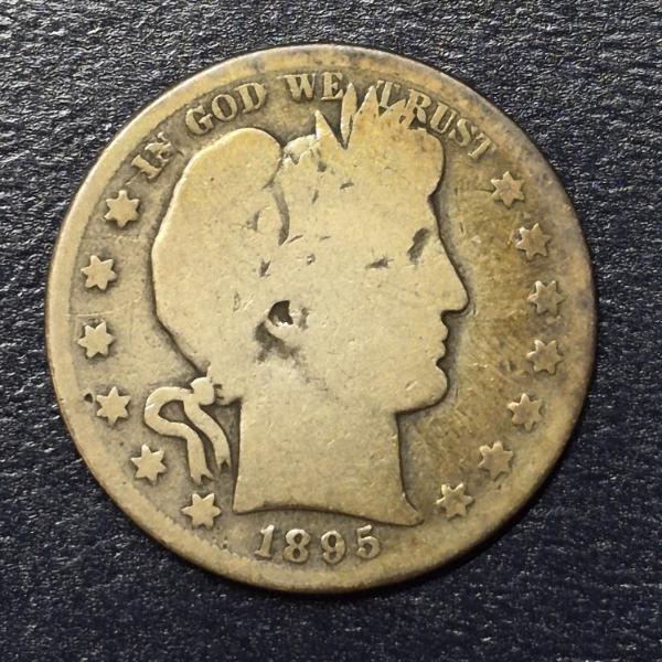 1895 S  Barber (Liberty Head) Half Dollar 90% Silver 50c