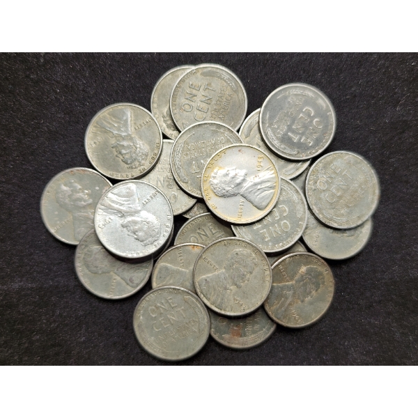 25 Assorted Condition 1943 Steel Pennies - $0.25 Face Value