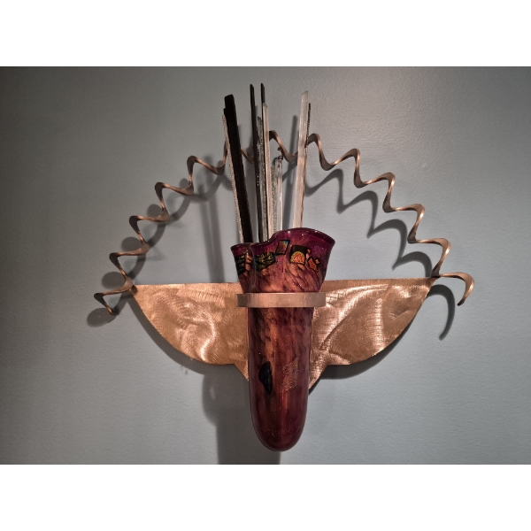 2 Pcs Highly Collectible Art Glass Wall Sconces by Loretta Eby & Jeff Jackson