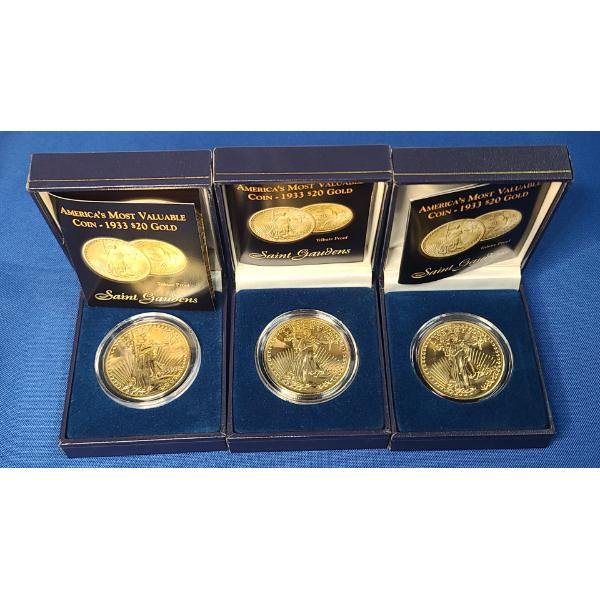 (3) $20 Gold- Saint Gaudens Tribute 24KT Gold Clad Proof Coins