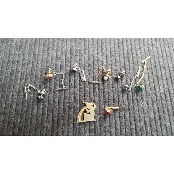 Gold Colored Necklace Pendant & Assorted Cuff Links