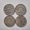 Image 4 : Four Assorted United States 90% Silver Franklin Half Dollars ~ $2.00 Face Value