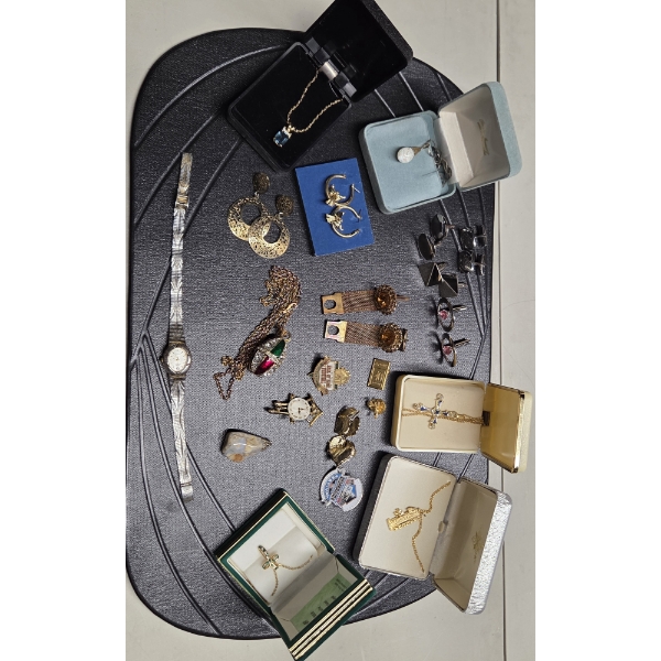Vintage Costume Jewelry Collection Including Cuff Links, Boxed Necklaces With Pendants & More!
