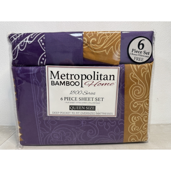 Metropolitan Bamboo Home 1800 Series 6 Piece Sheet Set, Queen Size 