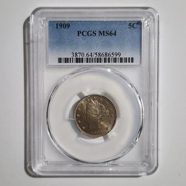 PCGS MS64 GRADED 1909 Liberty V Nickel ~ GREAT ADDITION TO ANY COLLECTION! 