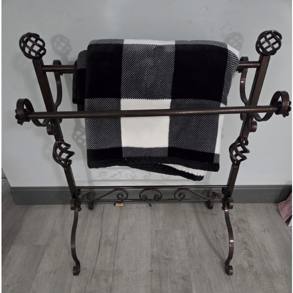 Pick Up Off Site- 115 Ely St. Alliance Oh.  Pretty Metal Blanket Holder With Throw Blanket 29''x37''