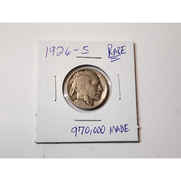 RARE 1926-S Buffalo Nickel - 970,000 Total Mintage!