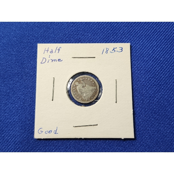 1853 Seated Liberty Half Dime With Arrows - 90% Silver 