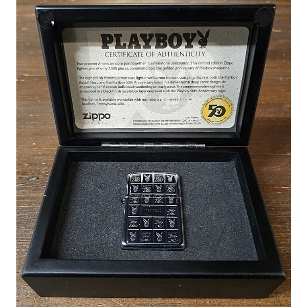 Playboy 50th Anniversary Zippo Lighter - Unused - In Original Commemorative Box