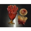 Image 1 : Fabulous Condition Mid Century Vintage Amberina Art Glass Stunning Footed Candy Dish & Handkerchief 