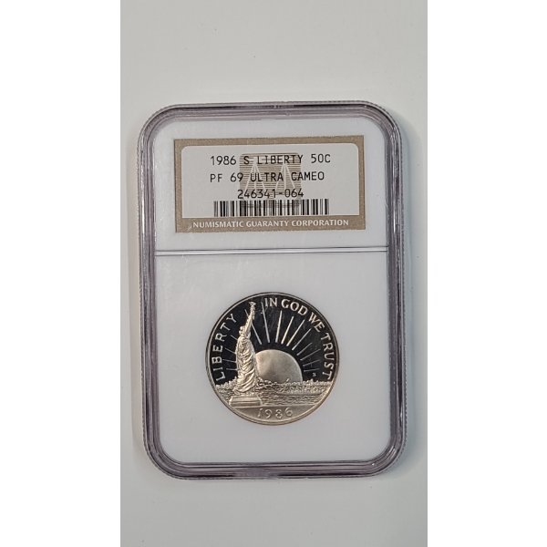 NGC 1986-S PF 69 Ultra Cameo Commemorative Statue of Liberty Proof Clad Half Dollar