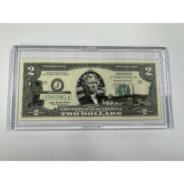 2003 United States Jefferson New Mexico $2.00 Bill In Hard Case Holder - Mint Condition - RARE
