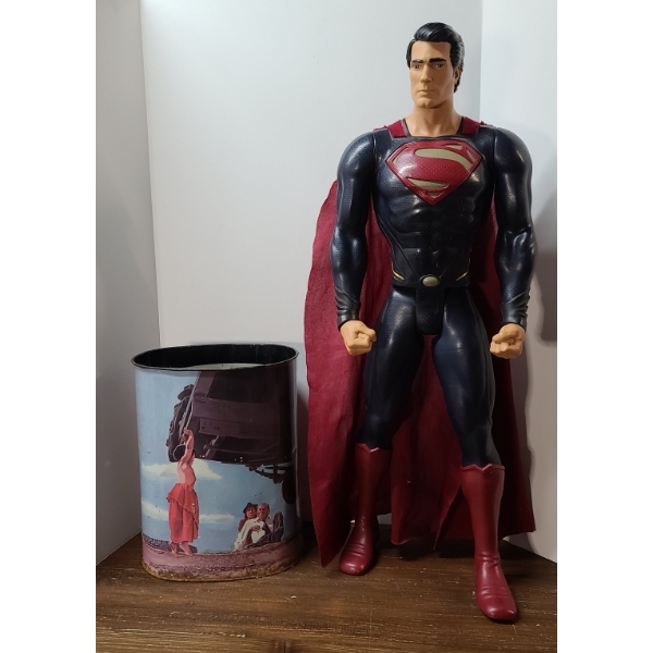 30" Tall Vintage DC Comics Superman Action Figure & Vintage 1978 Superman Trashcan 