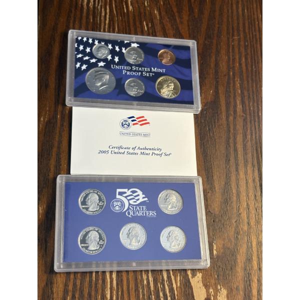 2005 U.S. Mint Proof Set - FV $2.96 - 90% Silver Includes dime, half dollar, California quarter, Kan