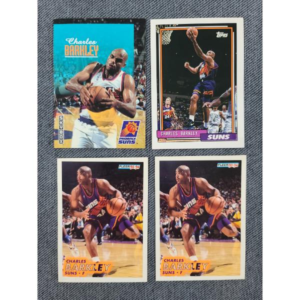 Lot of Four Charles Barkley 1990's Basketball Trading Cards - 1993 Fleer, Skybox & Topps