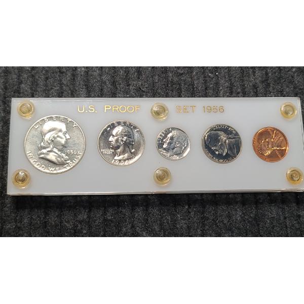 1956 U.S Proof Set In Acrylic Display Face Value .85 Cents Is 90% Silver