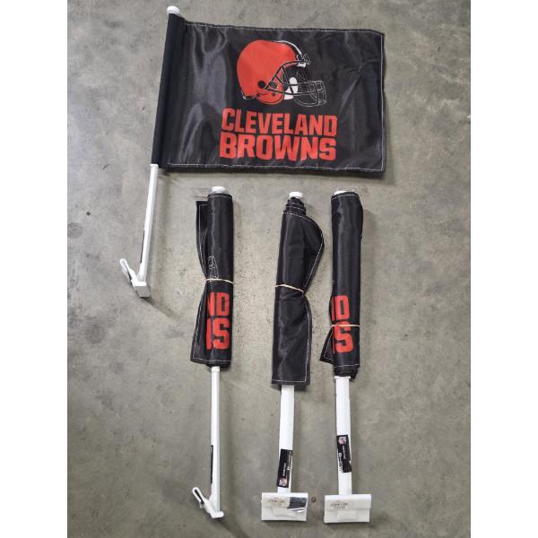 Four Brand New NFL Cleveland Browns Vehicle Flags 