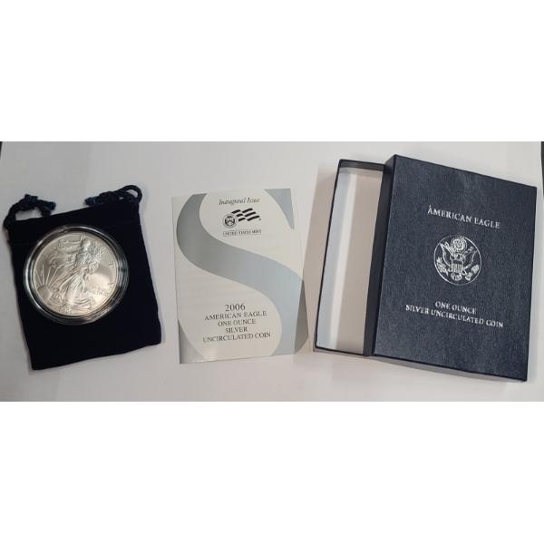 United States 2006-W 1 Troy Ounce .999 Fine Silver American Eagle In Original Packaging 