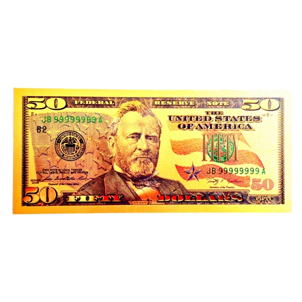 $50 US Currency Gold Foil Note - 24k (.999) Gold Foil 1 of 7 in The Modern Note Series Offered
