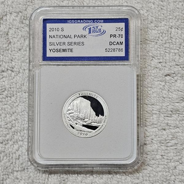 2010-S 90% Silver Yosemite Quarter certified as PR-70 Deep Cameo (DCAM) by IGS Grading