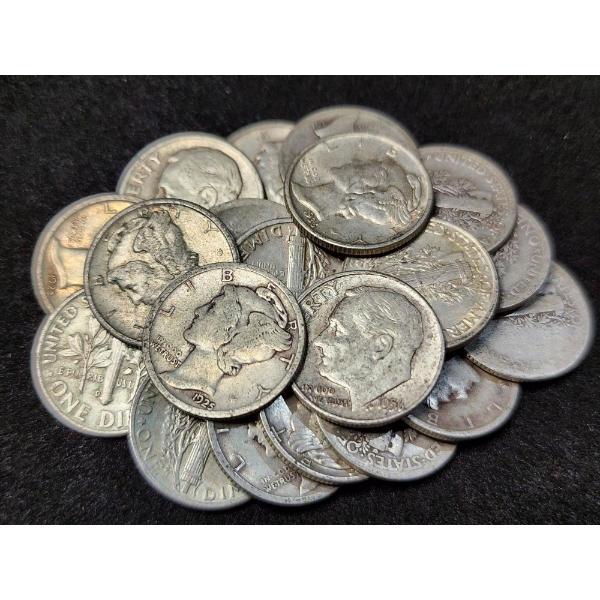 $2.00 Face Value in Assorted 90% Silver United States Dimes - See Description! 