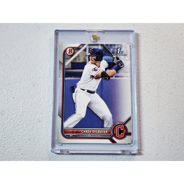 2022 Topps Bowman Draft Chase DeLauter #BD-49 First Edition Baseball Card in Protective Case 