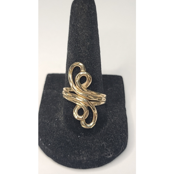 Vintage Style 14K Yellow Gold Freeform Statement Ring - Size 8.5 - Weight: 4.5g 